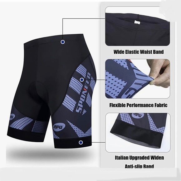 Sponeed Black Padded Cycling Shorts NWT 3XL - Picture 2 of 7